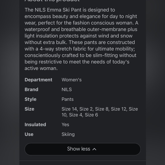 Nils Emma Print Insulated Pant Womens size 4 Read* - Picture 12 of 12